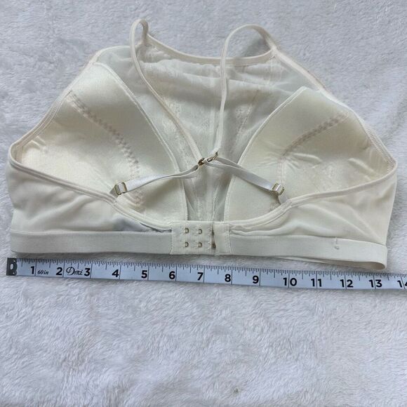 Body Frosting Women's L High Neck Padded Bra Bralette White Lace Semi Sheer - Picture 5 of 6